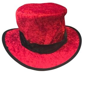 Red Velvet Top Crush Hat Magician Vampire Steampunk Snowman  Halloween 12" NWT